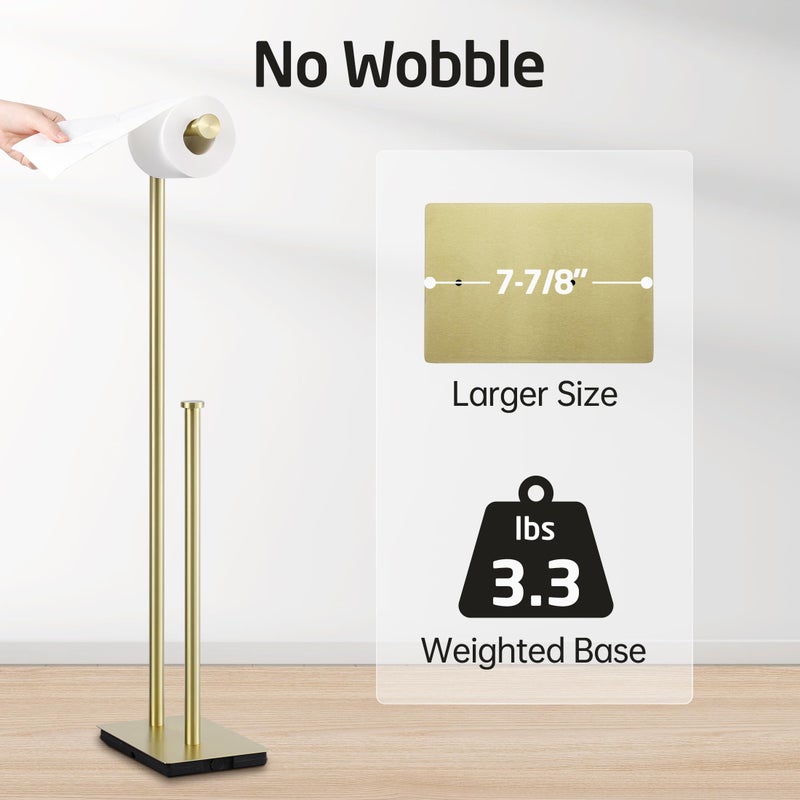 KES Free Standing Bathroom Toilet Paper Roll Holder, Toilet Paper Holder Stand with Weighted Base SUS304 Stainless Steel Brushed Gold, BPH286S1B-BZ - Image 4